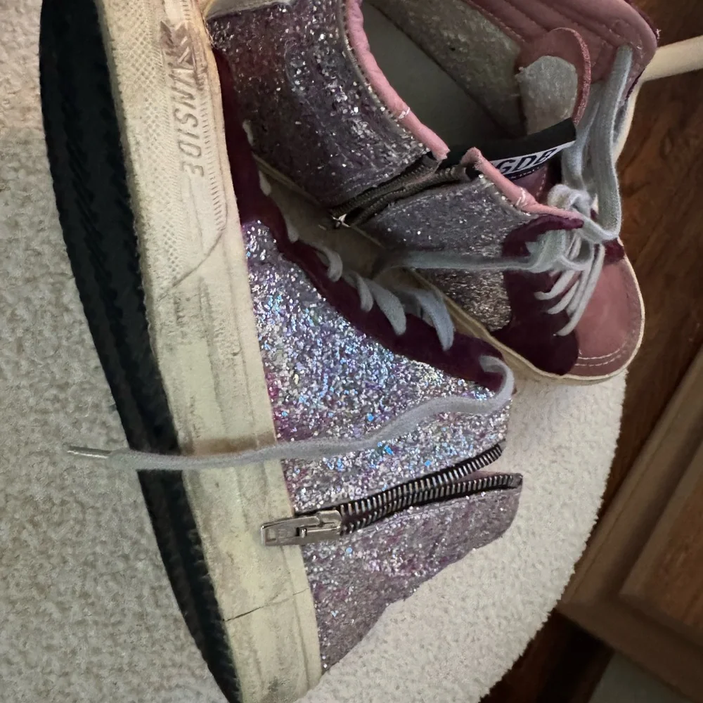 Golden Goose Pink and Silver Glitter Sneakers - Picture 5 of 10